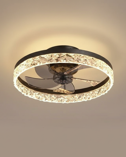 Lustre Ventilateur Fer Noir Silencieux Télécommande - Vue 3