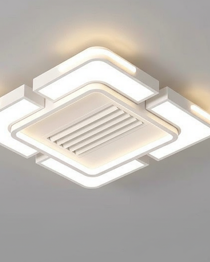 Lustre Ventilateur Fer Sans Pales Carré Dimmable - blanc taille B / 110 V