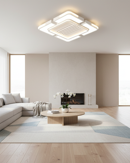 Lustre Ventilateur Fer Sans Pales Carré Dimmable - blanc taille B / 110 V