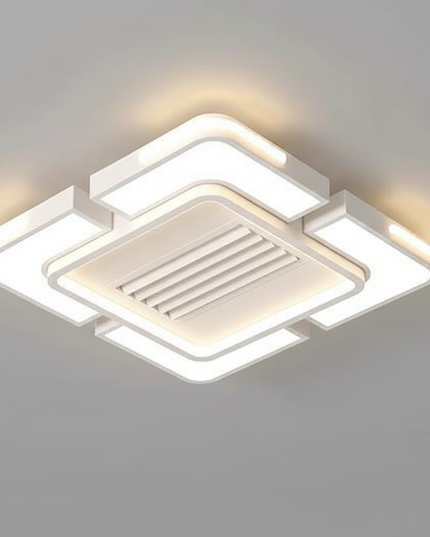 Lustre Ventilateur Fer Sans Pales Carré Dimmable - blanc taille B / 220 V