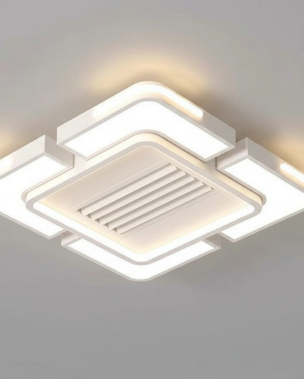 Lustre Ventilateur Fer Sans Pales Carré Dimmable - blanc taille B / 85-265 V