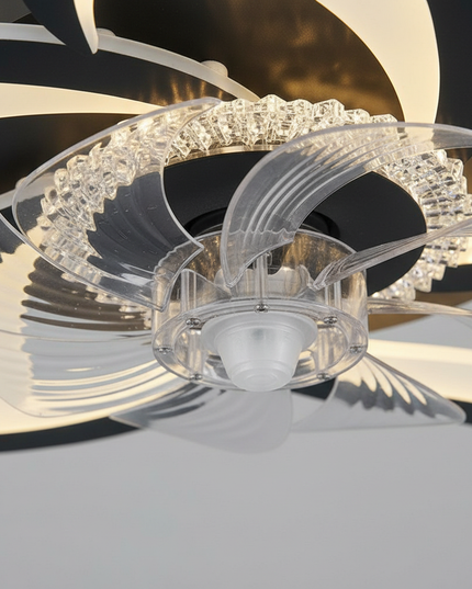 Lustre Ventilateur Forme Fleur 6 Vitesses Dimmable - Vue 2