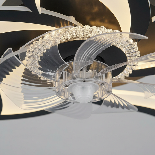 Lustre Ventilateur Forme Fleur 6 Vitesses Dimmable - Vue 2