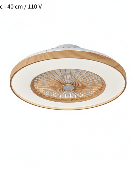 Lustre Ventilateur Grain Bois Design LED - Blanc - 40 cm / 110 V