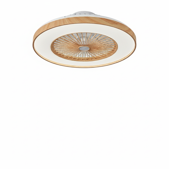 Lustre Ventilateur Grain Bois Design LED - Vue 1
