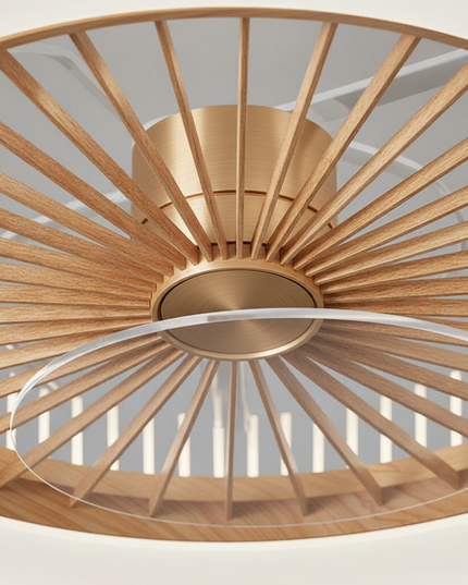 Lustre Ventilateur Grain Bois Design LED - Vue 2