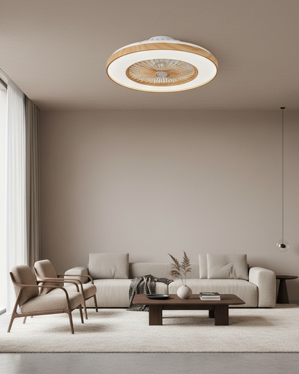 Lustre Ventilateur Grain Bois Design LED - Vue 4