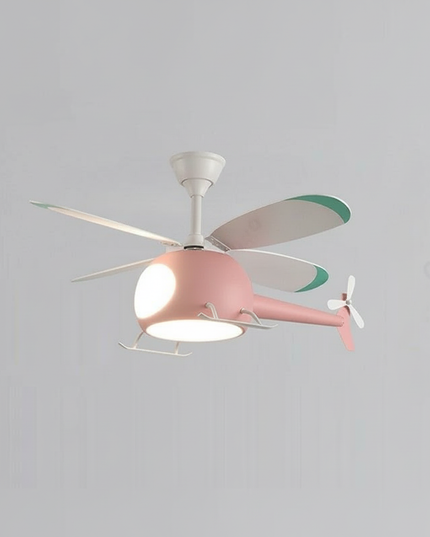 Lustre Ventilateur Hélicoptère Bleu LED Enfant - Vue 1