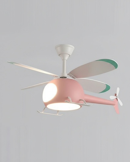 Lustre Ventilateur Hélicoptère Bleu LED Enfant - Vue 3