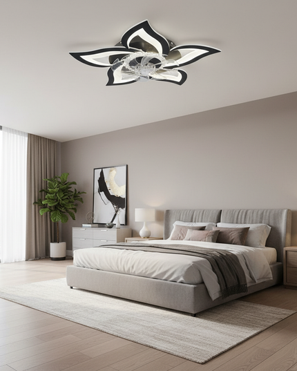 Lustre Ventilateur Intégré Dimmable Silencieux App - Noir