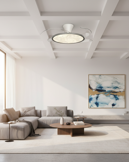 Lustre Ventilateur Invisible Blanc 3 Couleurs - B1 - Blanc / variateur à distance