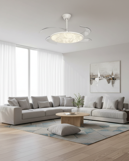 Lustre Ventilateur Invisible LED Moderne Blanc - A2 - Blanc / variateur à distance