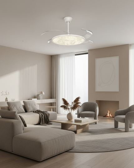 Lustre Ventilateur Invisible LED Moderne Blanc - Vue 4