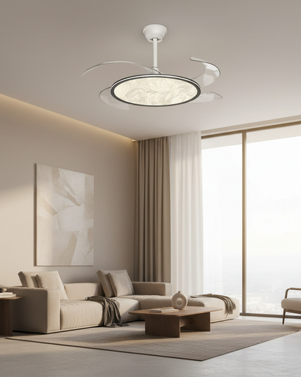 Lustre Ventilateur Invisible Moderne LED Dimmable - Vue 4