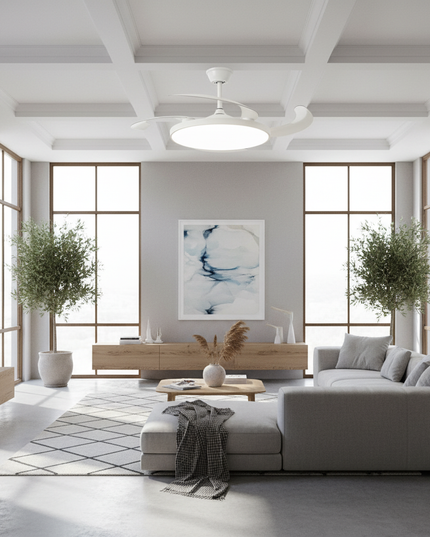 Lustre Ventilateur Invisible Moderne Noir - Pêche 106 cm (42") / 220 V