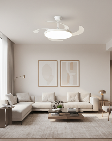 Lustre Ventilateur Invisible Moderne Noir - Pêche 122 cm (48") / 220 V