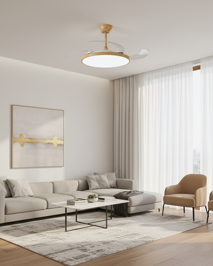 Lustre Ventilateur Invisible Noir Silencieux LED - Blanc - 3 en 1 RGB / 220 V