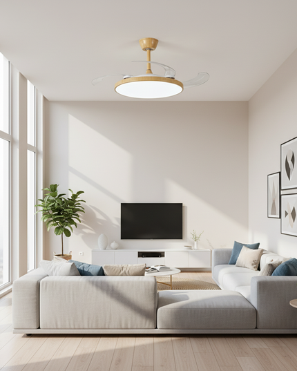 Lustre Ventilateur Invisible Noir Silencieux LED - Noir 40 cm (36") / 220 V