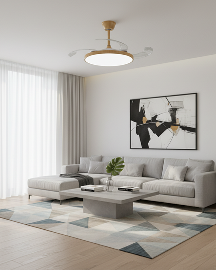 Lustre Ventilateur Invisible Noir Silencieux LED - Noir 48 cm (42") / 220 V