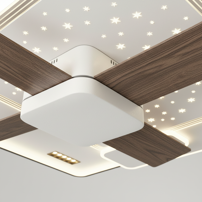 Lustre Ventilateur Invisible Silencieux LED Télécommande - Vue 2