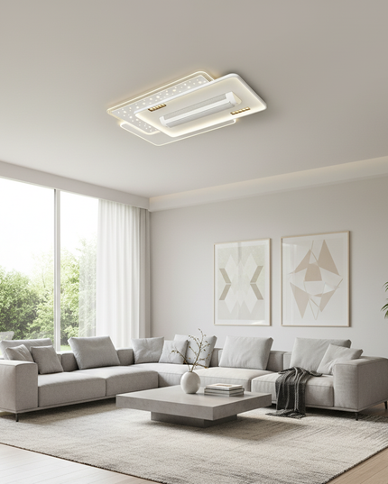 Lustre Ventilateur Invisible Silencieux LED Télécommande - W - Ventilateur sans pales 115W / Atténuation / 180–260 V