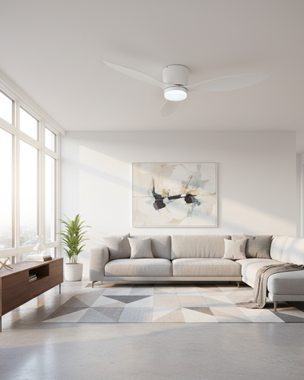 Lustre Ventilateur Loft DC Noir 3 Pales - blanc avec de la lumière / 42 pouces