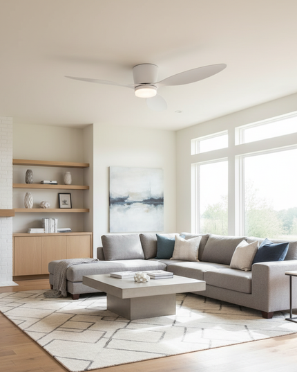 Lustre Ventilateur Loft DC Noir 3 Pales - blanc avec de la lumière / 52 pouces