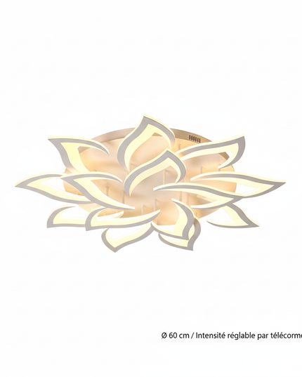 Lustre Ventilateur Lotus Acrylique Télécommande Blanc - Ø 60 cm / Intensité réglable par télécommande