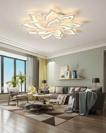 Lustre Ventilateur Lotus Acrylique Télécommande Blanc - Ø 60 cm / Intensité réglable par télécommande