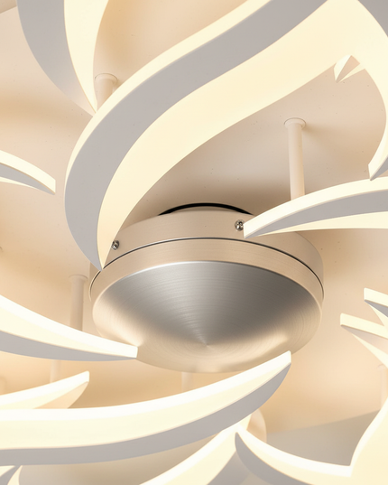 Lustre Ventilateur Lotus Acrylique Télécommande Blanc - Vue 2