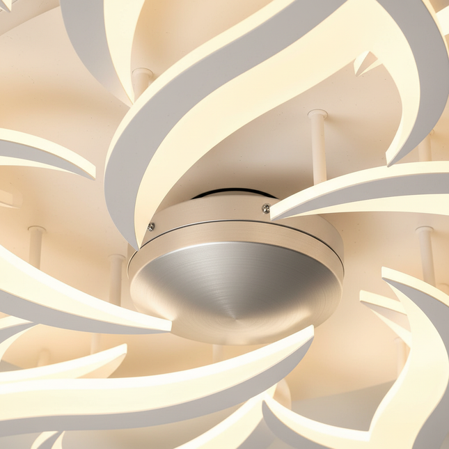 Lustre Ventilateur Lotus Acrylique Télécommande Blanc - Vue 2