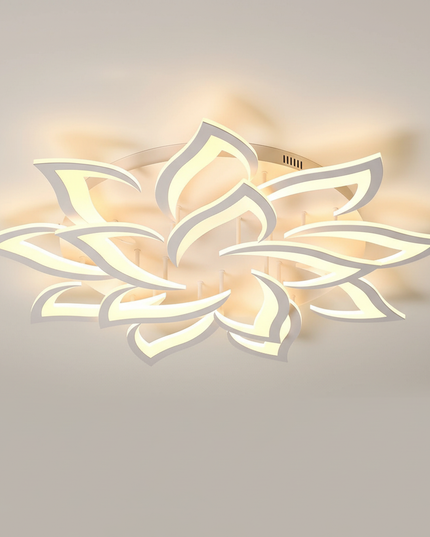 Lustre Ventilateur Lotus Acrylique Télécommande Blanc - Vue 3