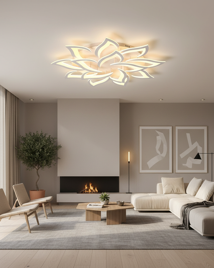 Lustre Ventilateur Lotus Acrylique Télécommande Blanc - Vue 4