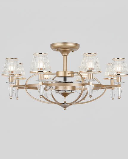 Lustre Ventilateur Luxe Cristal Invisible Anion - Vue 1