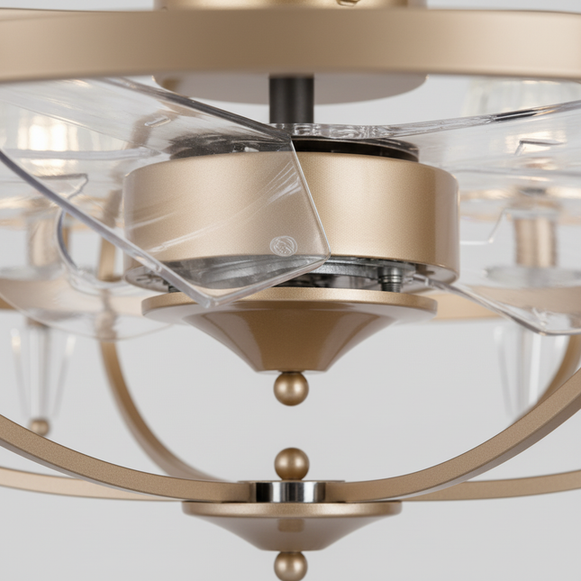 Lustre Ventilateur Luxe Cristal Invisible Anion - Vue 2