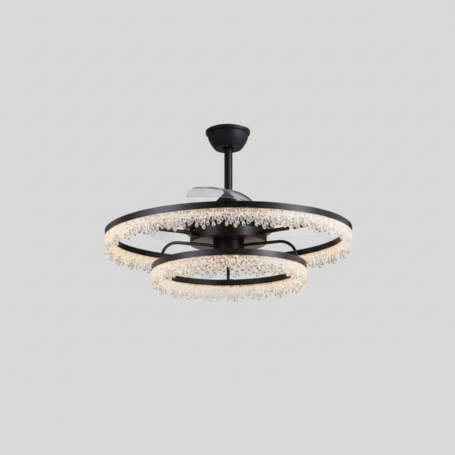 Lustre Ventilateur Luxe Gouttes Rétractable Silencieux - Vue 1