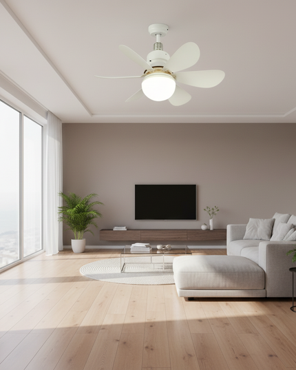 Lustre Ventilateur Moderne Blanc 6 Pales Smart - Blanc - 20 Lampes
