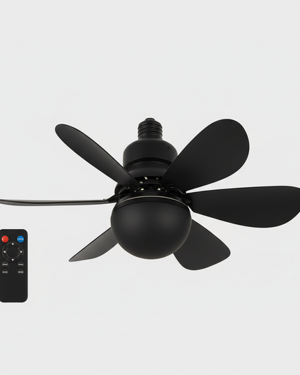 Lustre Ventilateur Moderne Blanc 6 Pales Smart - Noir - 12 Lampes