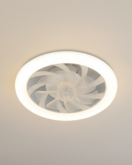 Lustre Ventilateur Moderne Blanc Rétractable LED - Blanc - 18 Lampes / 120 V