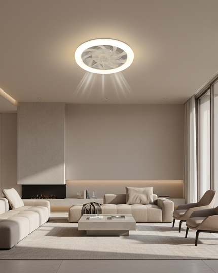 Lustre Ventilateur Moderne Blanc Rétractable LED - Vue 4