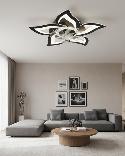 Lustre Ventilateur Moderne Blanc Rétractable Smart - Taille B - Noir