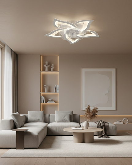 Lustre Ventilateur Moderne Blanc Silencieux Ultraplat - Vue 4