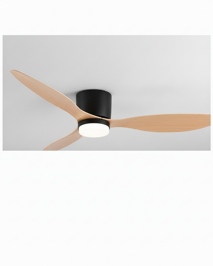 Lustre Ventilateur Moderne Bois Loft LED - B - Ø 60 cm - Noir / 52 pouces
