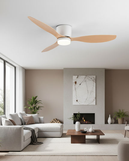 Lustre Ventilateur Moderne Bois Loft LED - B - Ø 60 cm - Noir / 52 pouces