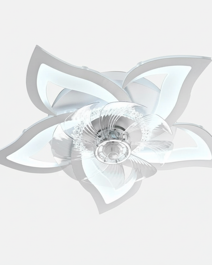 Lustre Ventilateur Moderne Fleur Dimmable App - BLANC / 85-265 V