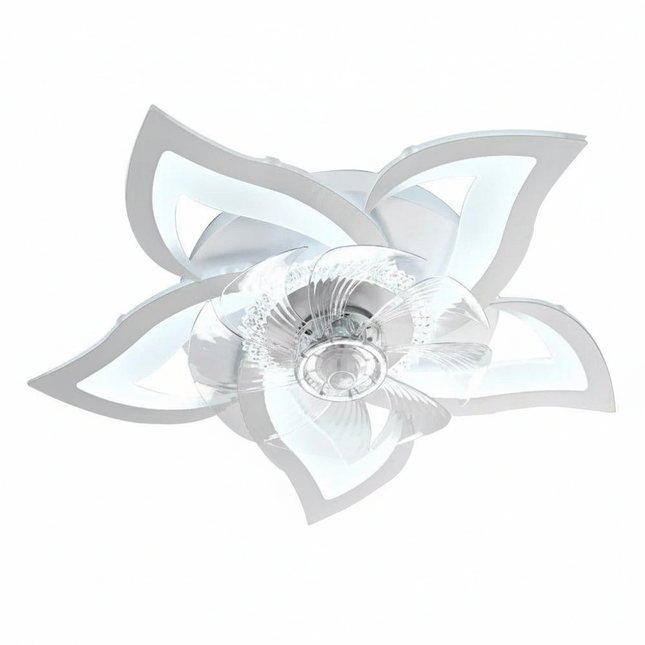 Lustre Ventilateur Moderne Fleur Dimmable App - Vue 1