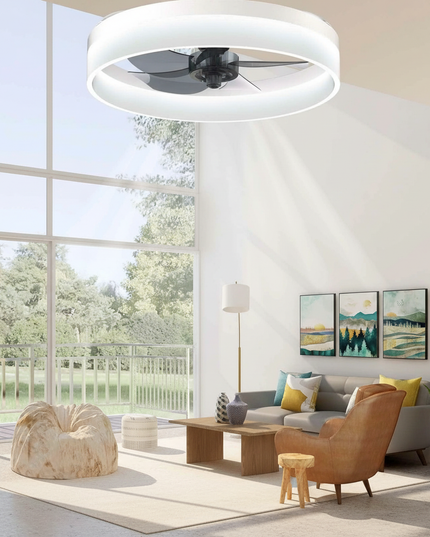 Lustre Ventilateur Moderne LED Silencieux Dimmable - Vue 4