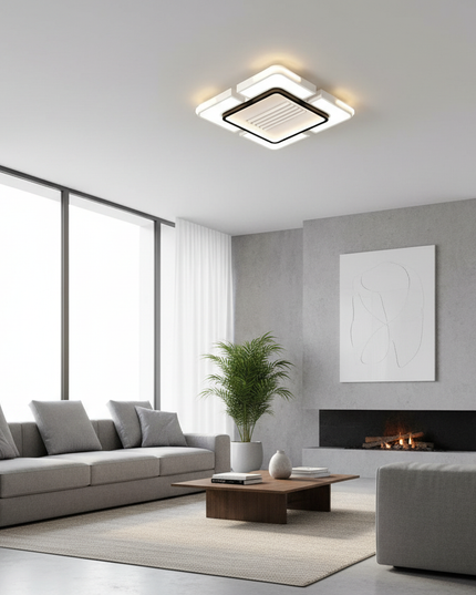 Lustre Ventilateur Moderne Sans Pales LED Carré - Taille A - Noir / 220 V