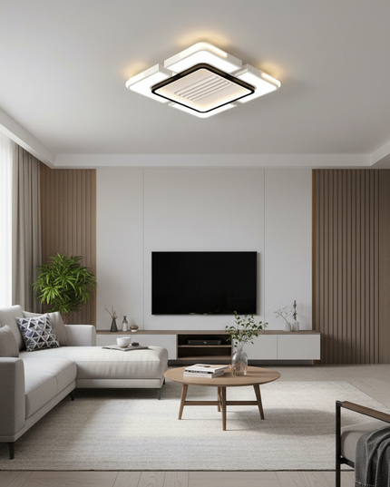 Lustre Ventilateur Moderne Sans Pales LED Carré - Taille A - Noir / 85–265 V