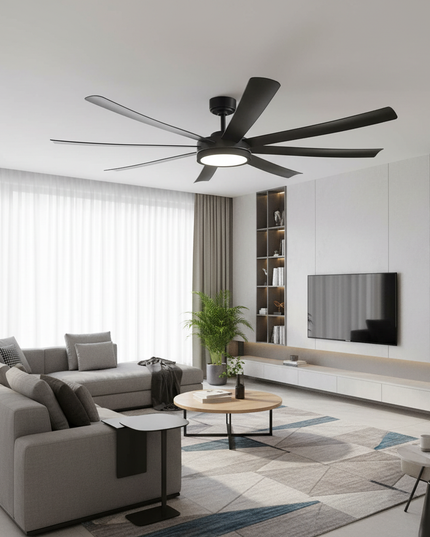 Lustre Ventilateur Noir 72p DC Réversible - B - 56 cm - 3 Lumières / 52 pouces / 100–265 V